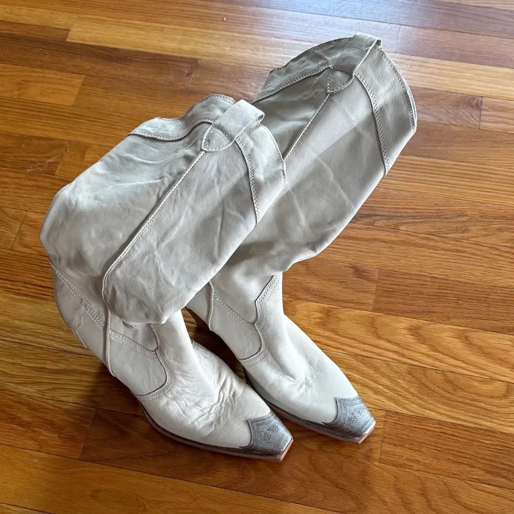 Free People Brayden Tall Boots in Bone Size 39